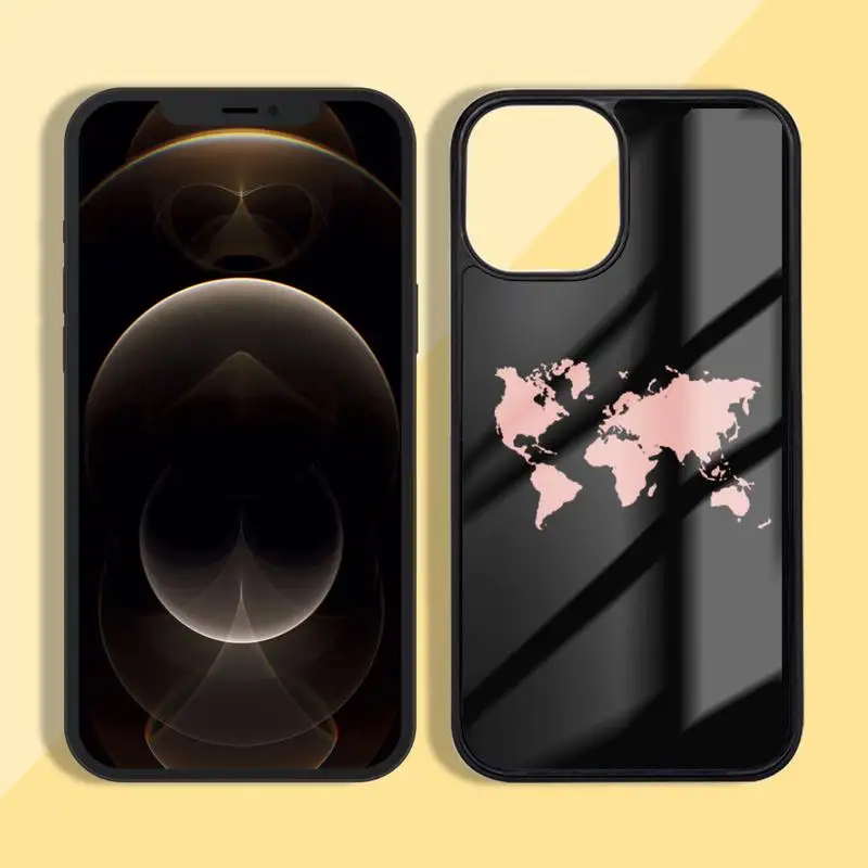 

World map couple black Phone Case Silicone TPU+PC For iPhone 11 12 mini Pro MAX 5 6 7 8 Plus Samsung Note20 10 Plus S7 8
