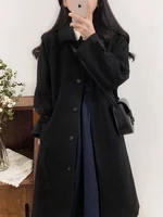 2021 winter women oversize woolen coat long sleeve turn down collar warm p long coats femme casual ladies jacket