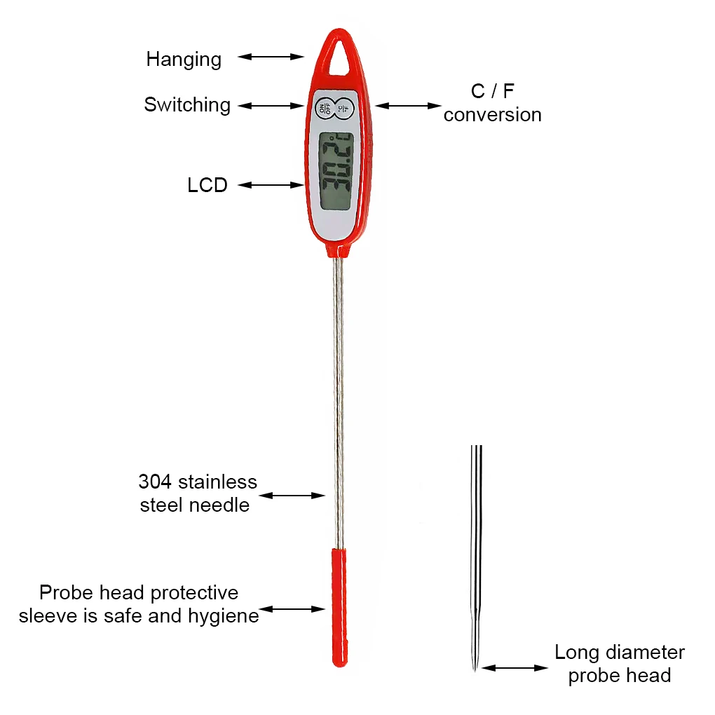 

Digital Cooking Temperature Probe Meter Barbeque LCD Display Meat Food Thermometer Kitchen Temperature Quickly Measure Tool