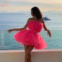 boho 2022 layered prom dresses tulle ball gown formal party gowns with bow waistband special occasion girls birthday graduation