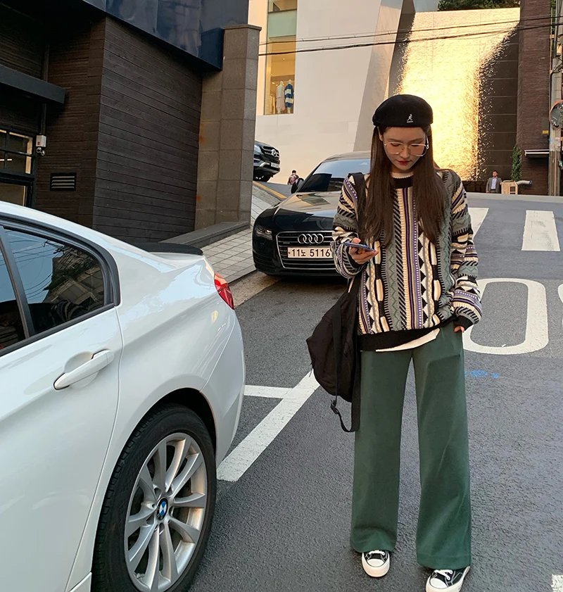 2019 осень и зима Национальный Стиль мулт-цвет вязаный свитер женские свитера