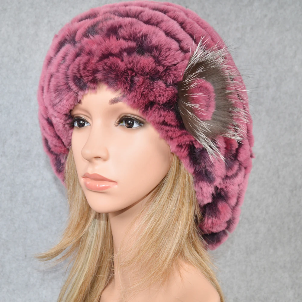 Женская меховая шапка для зимы из натурального кролика Рекс лисы 2019 новые модные