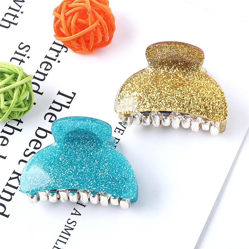 

5 CM Korean Fashion Acrylic Hair Claws Square Round Shaped Grasp Clips Hair Crab Clamp Ponytail Ornaments Colorful Accessories