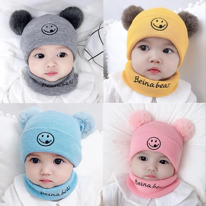 Новая зимняя шапка и шарф детская для детей теплая Snood девочек мальчиков комплект