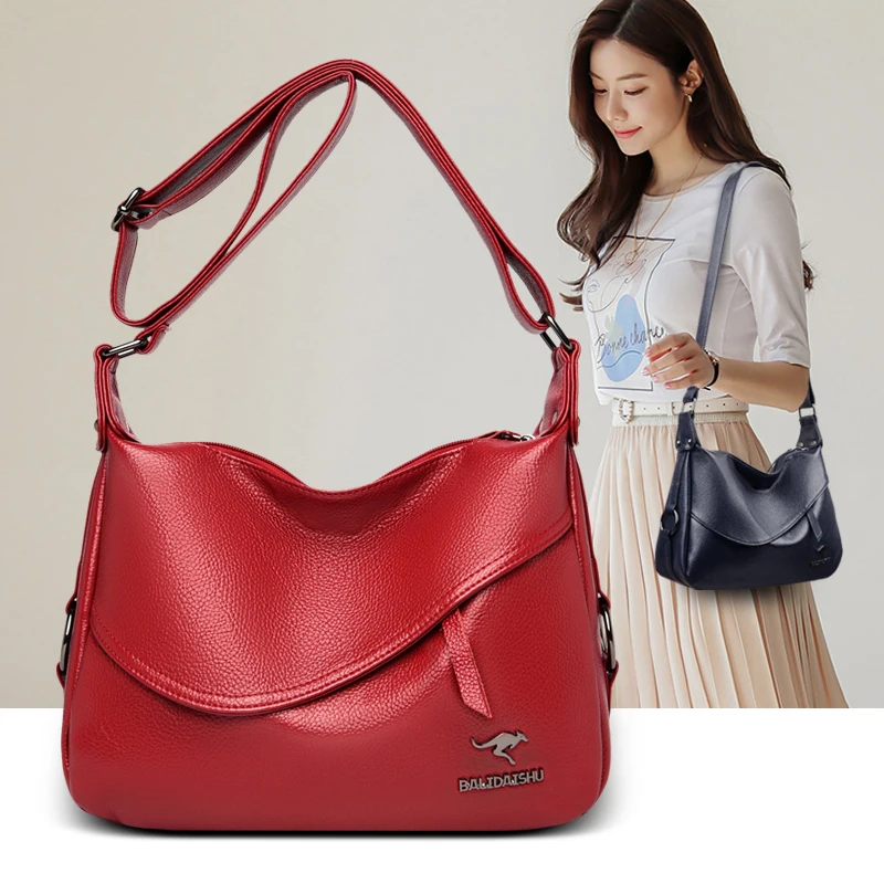 

High Quality Solid Color Pu Leather Crossbody Bags for Women 2021 Large Capacity Shoulder Bags Multiple Zippers Designer Bag