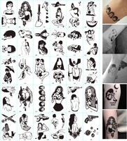 30pcs ukiyo e tattoo stickers bad girl dark series men women durable waterproof temporary tatoo stickers arm tatto fake tattoo