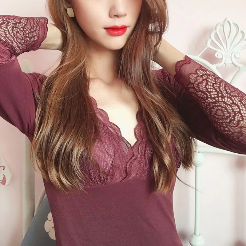 Модные осенне-зимние топы для женщин повседневное теплое термобелье с длинным