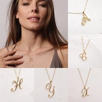 26 letter pendant necklace statement fashion alphabet long gold color chain choker women girls charm jewelry gifts