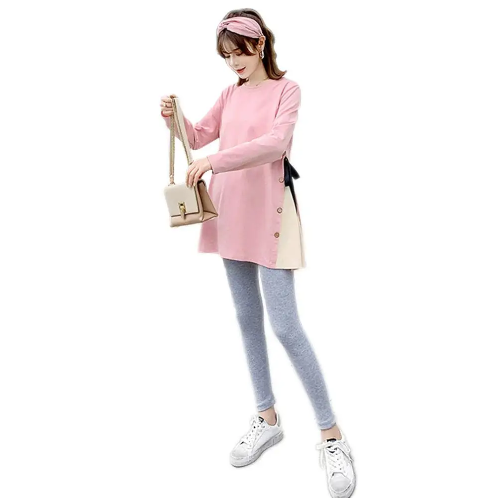 DSstyles 2 шт./компл. свободный для беременных топ с длинными рукавами регулируемые