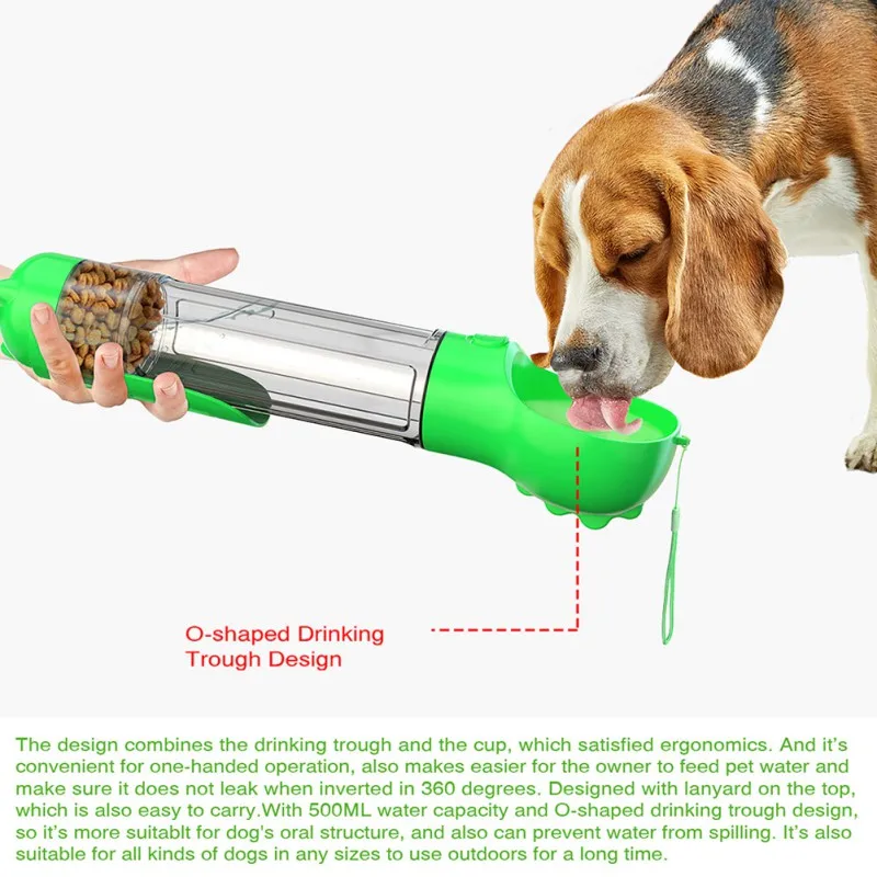 

Pet Outdoor Cup Portable Multifunctional Outing Water Food Cup 500ml Water Capacity with Toilet Bag Box with Dog Food Box