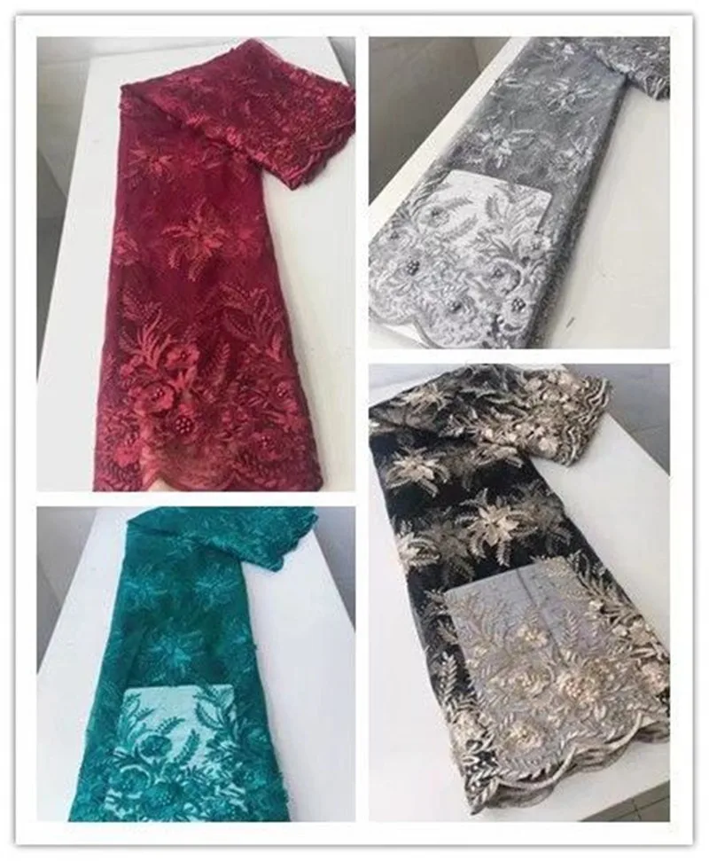 5 ярдов/Лот красивая жаккардовая французская сетчатая кружевная ткань Цветочная