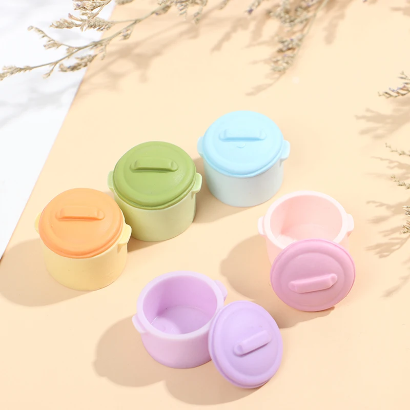 

5Pcs 1:12 Dollhouse Miniature Kitchen Utensils Cooking Ware Colorful Pot Soup Pots Doll House Accessories Play Kitchen Toy