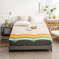 qianting new product 1pcs 100 cotton printing bed mattress set with four corners and elastic band sheets