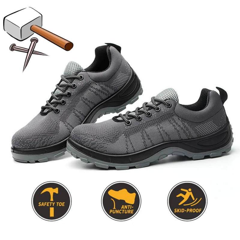 Мужские безопасные рабочие ботинки Модная весенняя дышащая сетчатая