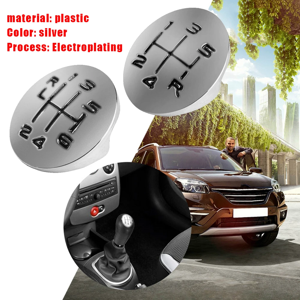 

5 / 6 Speed Gear Shift Knob Cap Plastic Outdoor Personal Car Chromed Parts Decoration for Renault Shifter Knob Emblem