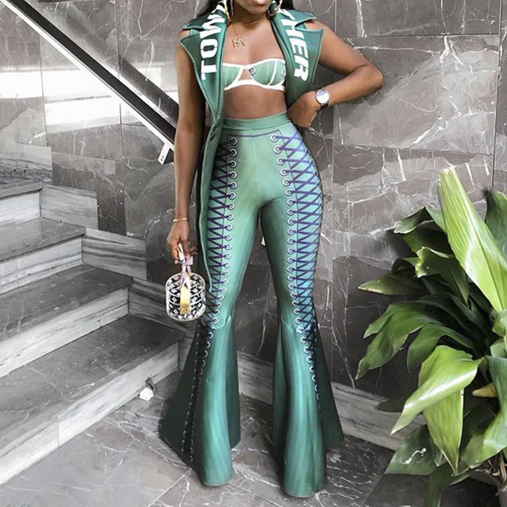 Модные комплекты из двух предметов женское зеленое длинное пальто с буквенным