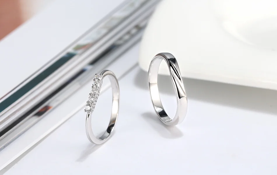 ORSA JEWELS простые S925 блестящие парные кольца из стерлингового серебра обручальное кольцо подарок на день Святого Валентина стильные Драгоценности SR195