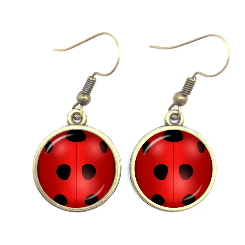 2020 насекомое Божья коровка висячие серьги милые божья стекло кабошон ручной