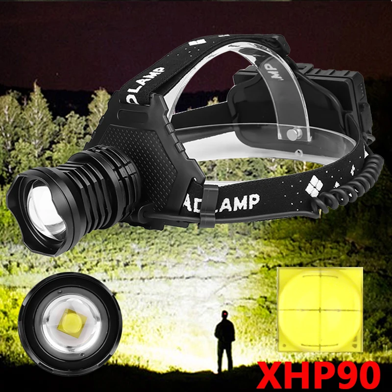 Xhp90 2064 светодиодный налобный фонарь самый мощный 32 Вт xhp70 xhp50 налобный фонарь zoom power bank 7800 мАч 18650 аккумулятор Z90