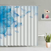 flower shower curtain red green orange purple blue color petal shading partition screens waterproof polyester fabric with hooks