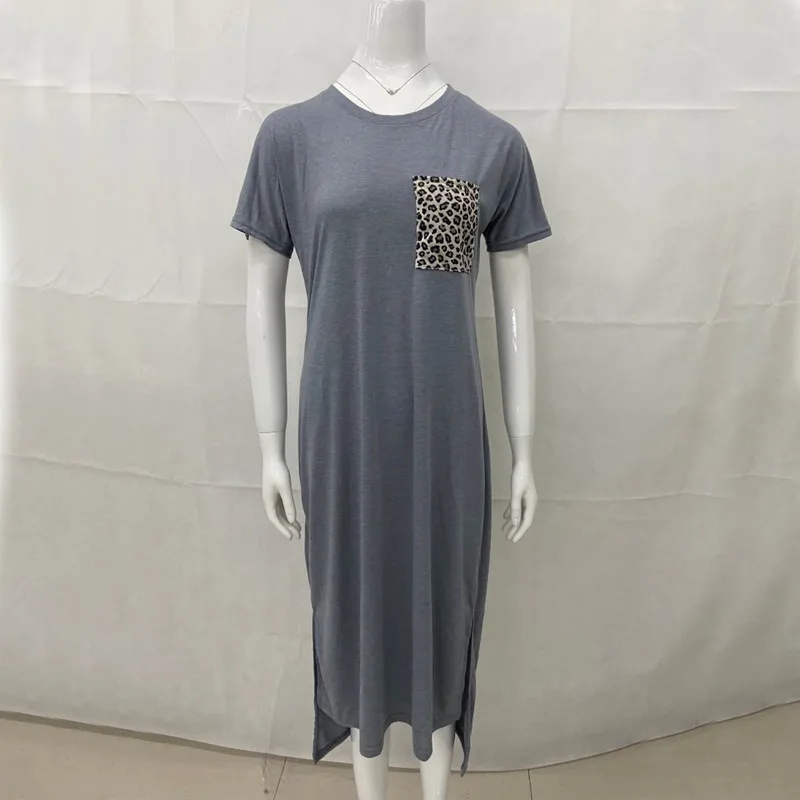 

Sexy Two Side Split Midi Loose Dress Summer Women Leopard Printed Pocket Irregular Dress Lady Shirt Club Party Vestidos Oversize