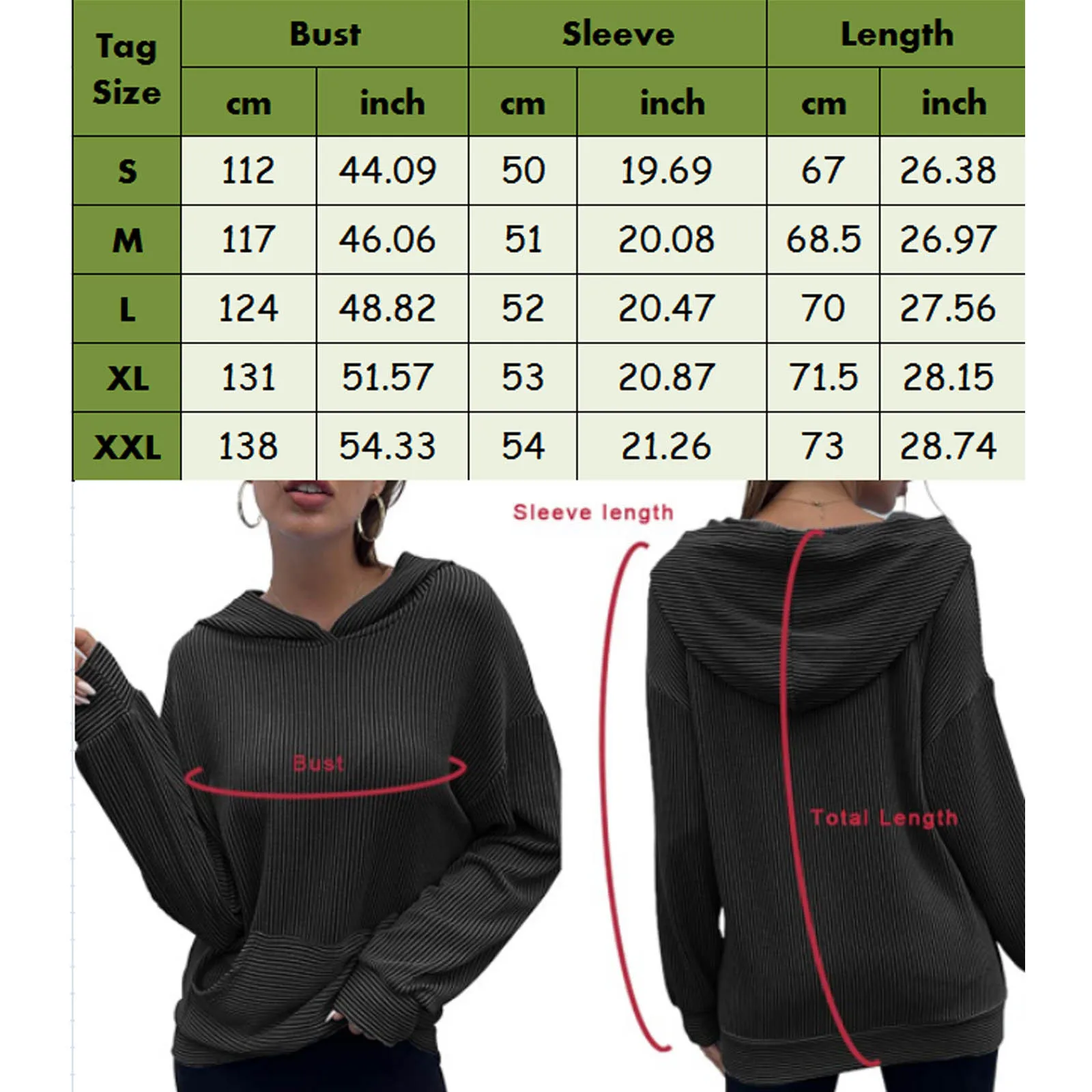 

Essentials Hoodie Womens Casual Solid Color Long Sleeve Ribbed Pullover Hoodie Sweatshirt Tops With Pockets Polerones De Mujer