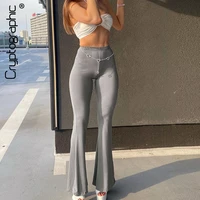 cryptographic high street fashion trousers high rise flare pants streetwear bottom casual women long wide leg pants sweatpants