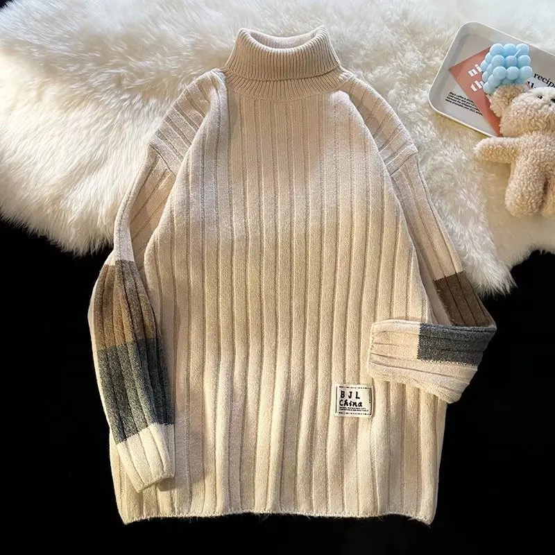 

Men Turtleneck High Neck Loose Fashion Youth All-match Small Fresh Casual Korean Autumn Sweater Street Wear Sweatshirts Unisex