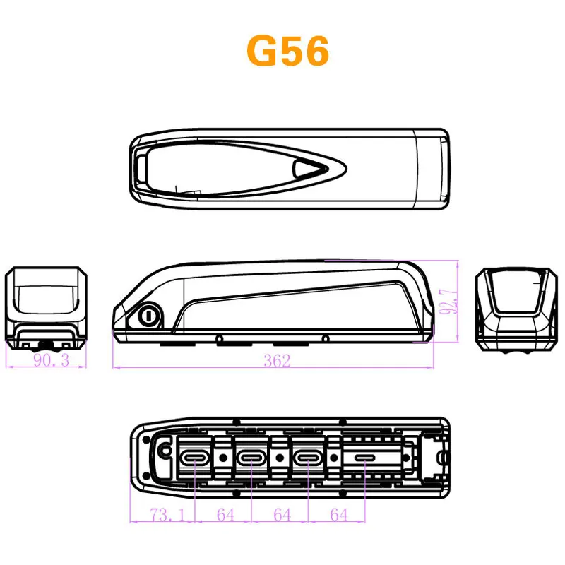 G56 G70 Батарея коробка хайлон downtube чехол Корпус вниз трубки для 21700 клеток 18650