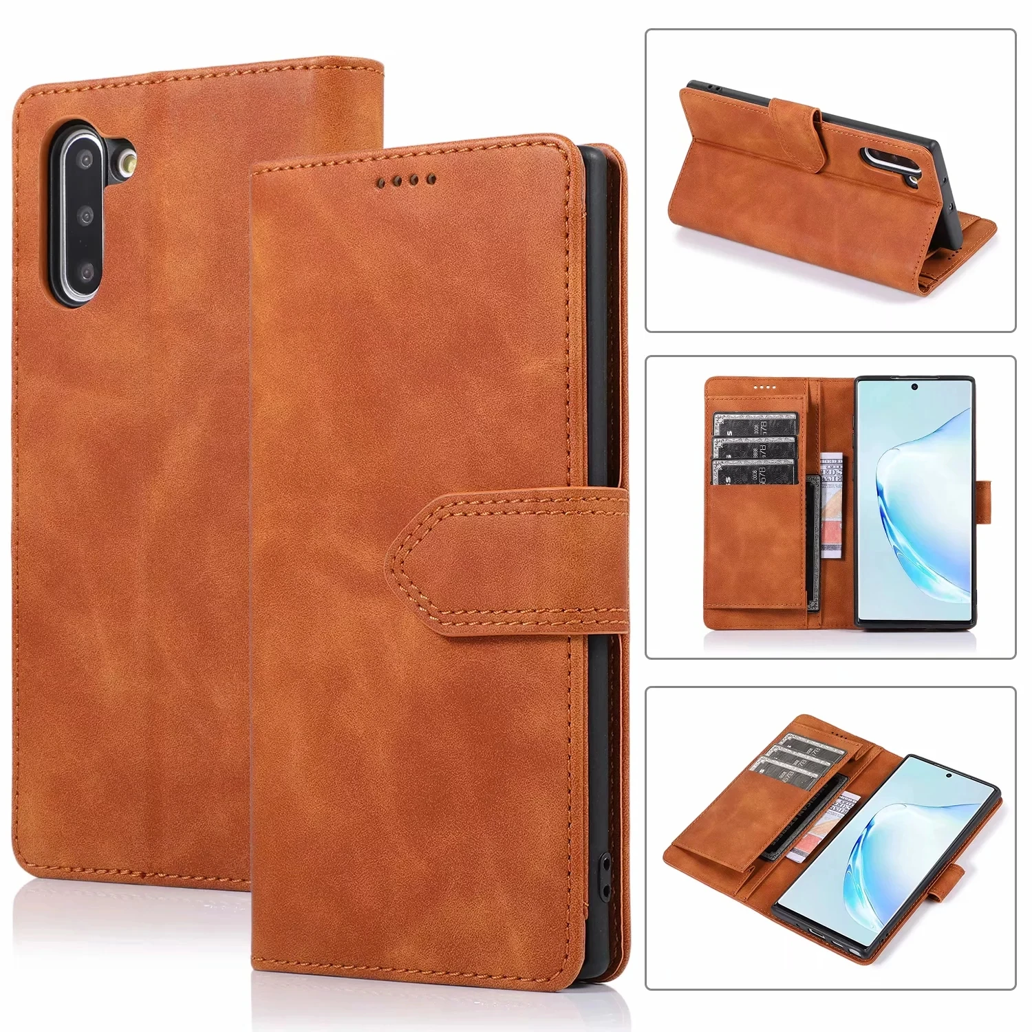 brown Кожаный чехол для samsung Galaxy Note 9, 10 лет, S10 e S9 S8 плюс A10 A20 A20E A30 A40 A50 A70 A50S Магнитный чехол-книжка с отделениями для карт и сумка-чехол - Цвет: brown