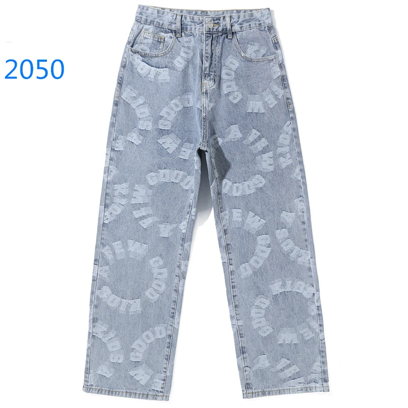 Модные мужские винтажные потертые джинсы в стиле хип-хоп с принтом смайлика
