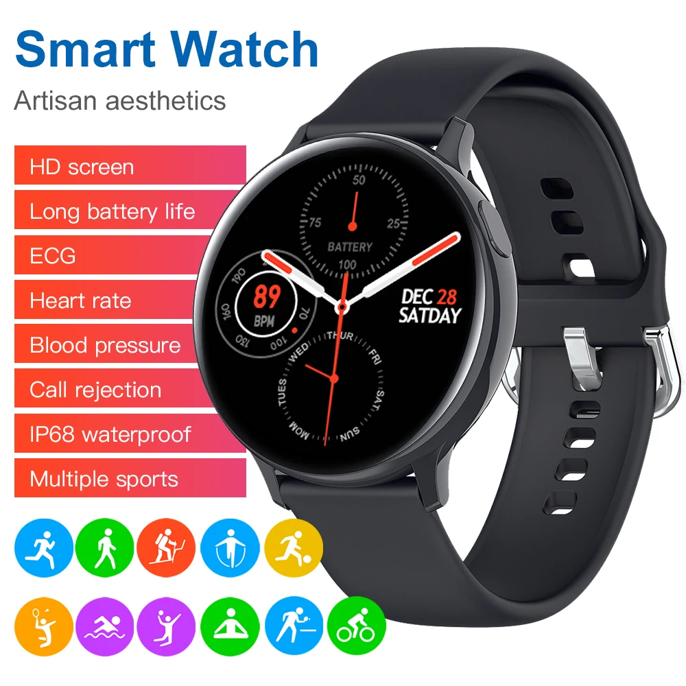

2020 ECG Smart Watch Men IP68 waterproof Sport Heart Rate Blood Oxygen Pressure Monitor Fitness Bracelet Bluetooth Smartwatch