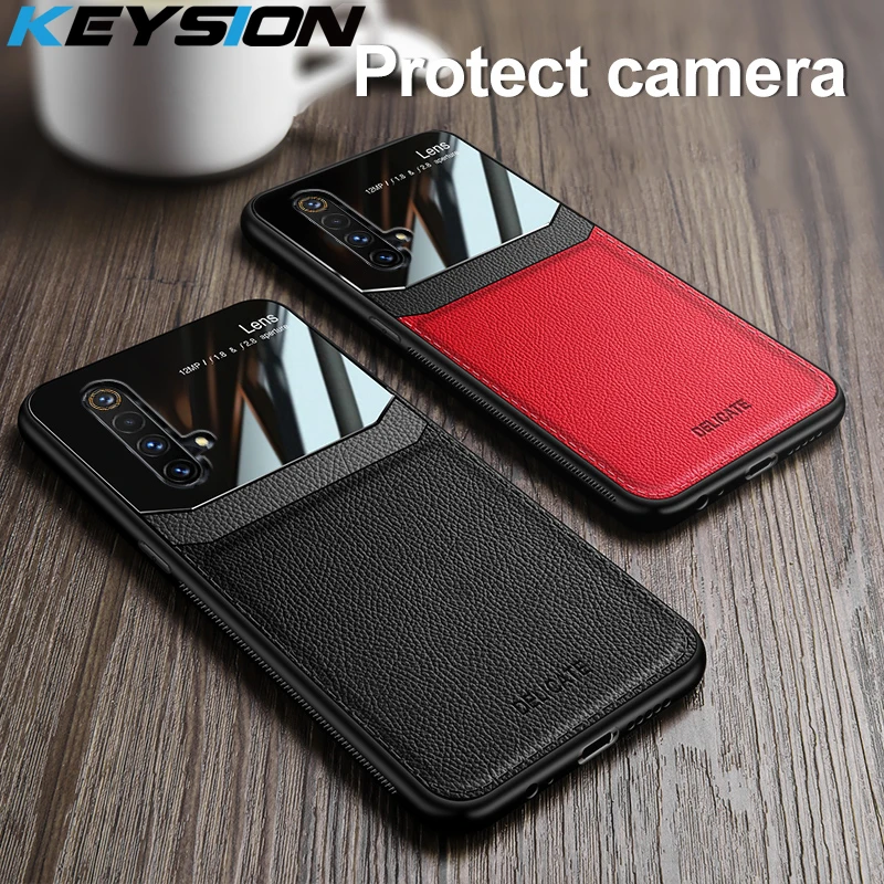 Чехол KEYSION противоударный для Realme X50 X2 Pro XT X кожаный чехол накладка с линзами и