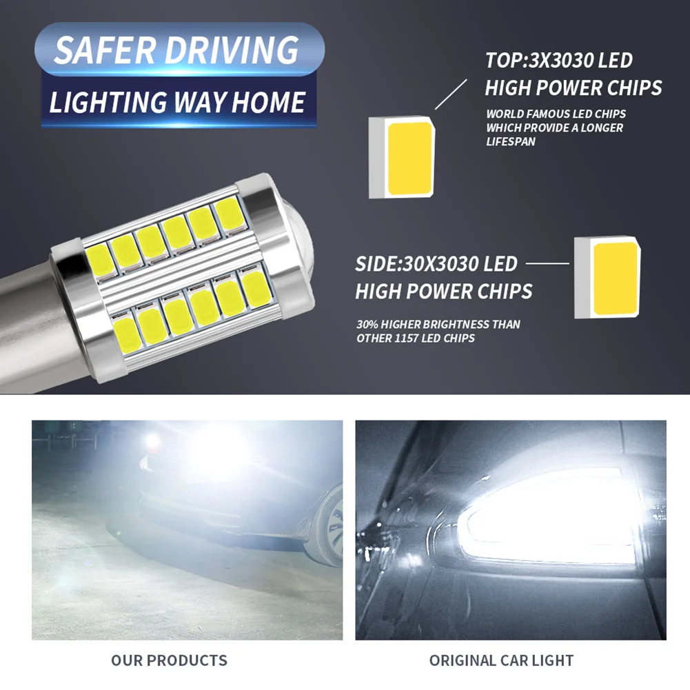 

Hot 2pcs 1157 5730 33SMD Car LED Brake Light Driving Light Replacement Bulbs for Automobile J99