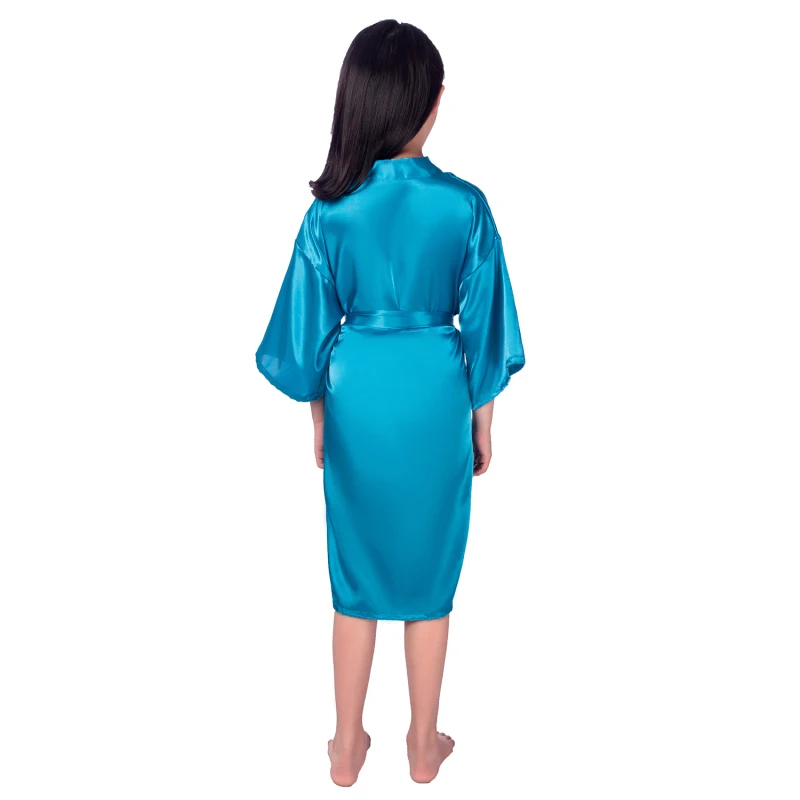 Банный халат для девочек Шелковый однотонный атласное кимоно Наряд | Детская