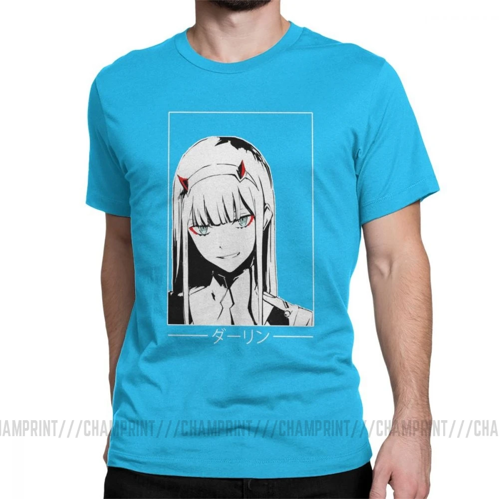Zero Two Darling In The Franxx White Аниме Манга Футболка мужская большого размера топы хипстерские футболки с круглым вырезом очищенная хлопковая футболка - Цвет: Королевский синий