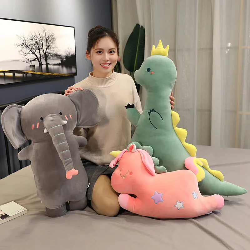 

Huggable New Soft Lovely Dinosaur&Elephant&Unicorn Plush Pillow Stuffed Kawaii Animal Plush Toys for Children Gift Sleep Pillow