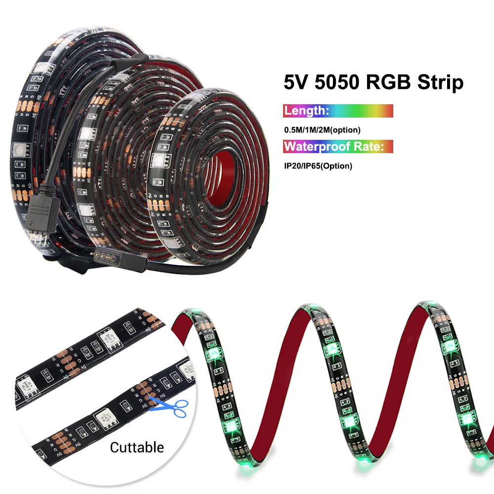 5V USB Светодиодные ленты 5050 RGB Светодиодные ленты светильник 5050 работы при прослушивании музыки по Bluetooth полосы IP65 Гибкая светодиодный лента ТВ фон светильник Инж