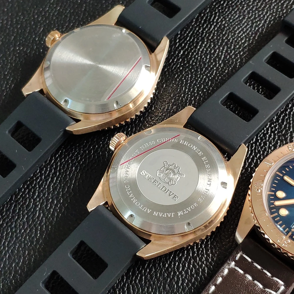 Стальные бронзовые часы для дайвинга 200 м Мужские механические с сапфировым