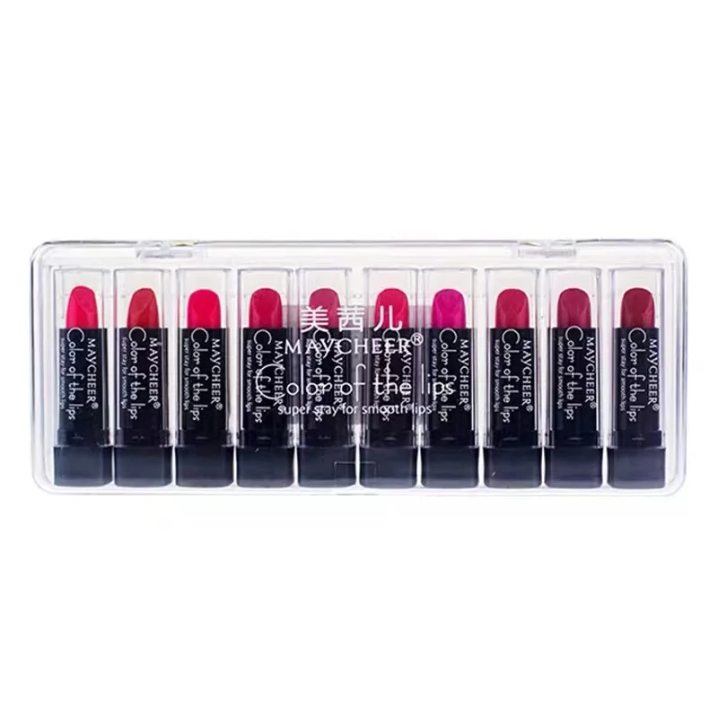 10Colors Lip Gloss Palette Comestic Plate With Brush Long Lasting Makeup Glitter Moisture Lipstick | Красота и здоровье