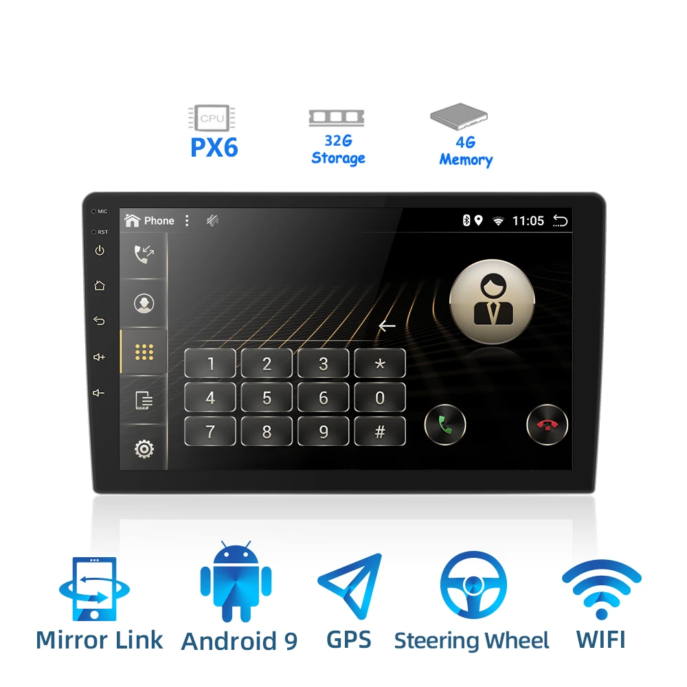 2 din Android 9 0 Ouad Core PX6 автомобильный радиоприемник стерео GPS Навигация Аудио Видео