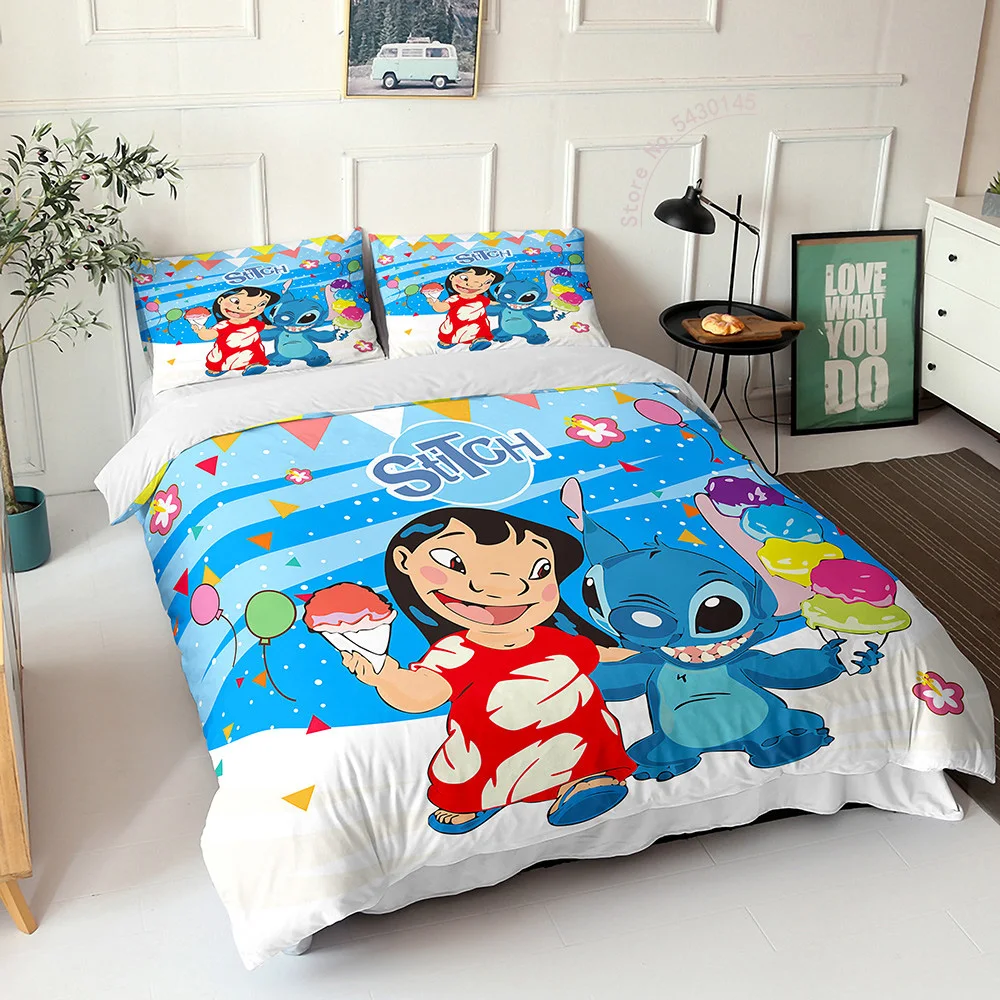 Disney Duvet Cover Sets Stitch Bedding Set Cartoon Bedclothes Boy Girl Bedroom Bed Single Twin Full Queen King Size Gift | Дом и сад