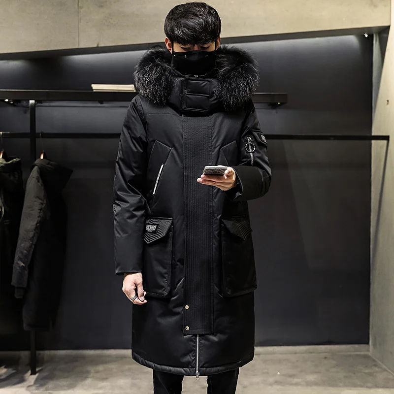 2021 Fashionable Coat Thicken Jacket men Hooded Warm Lengthen Parka Coat White duck down Hight Quality male New Winter Down Coat