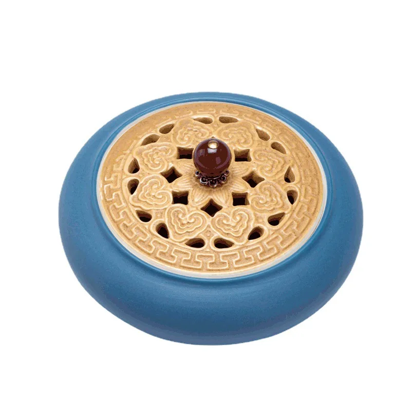 

Vintage Mosquito Coil Holder Ceramic Craft Blue Arabic Incense Burner Living Room Smoke Statues Gift Items for Home Decoration