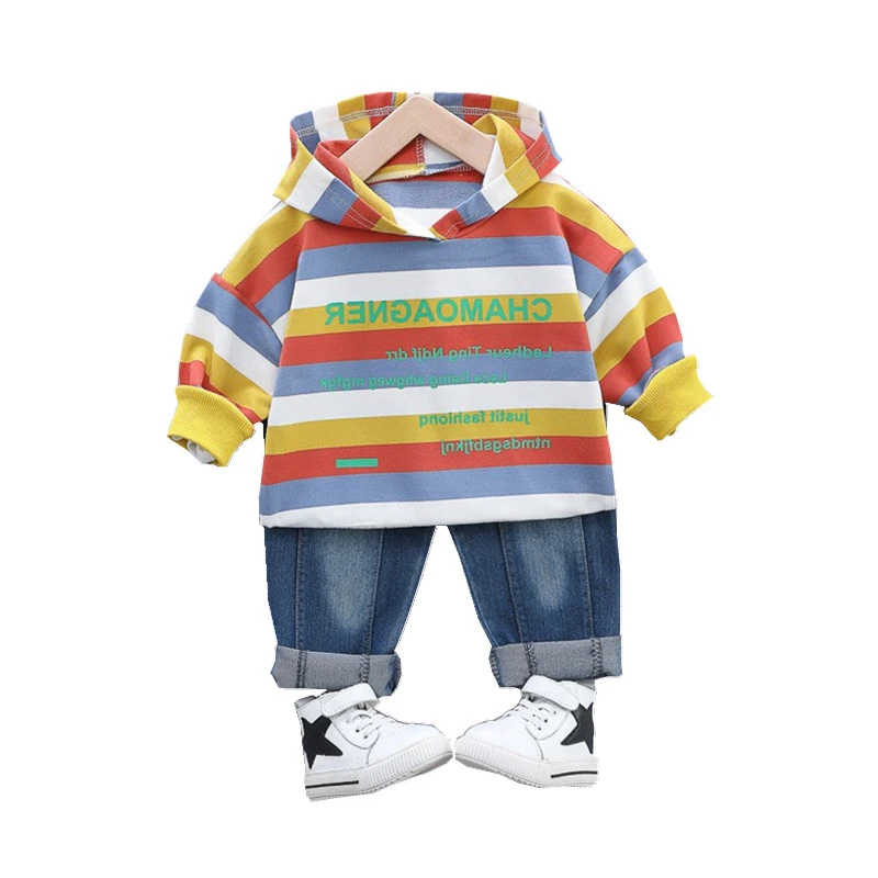

New Spring Autumn Children Fashion Clothes Baby Boy Girls Striped T Shirt Pants 2Pcs/sets Kids Infant Costume Toddler Sportswear