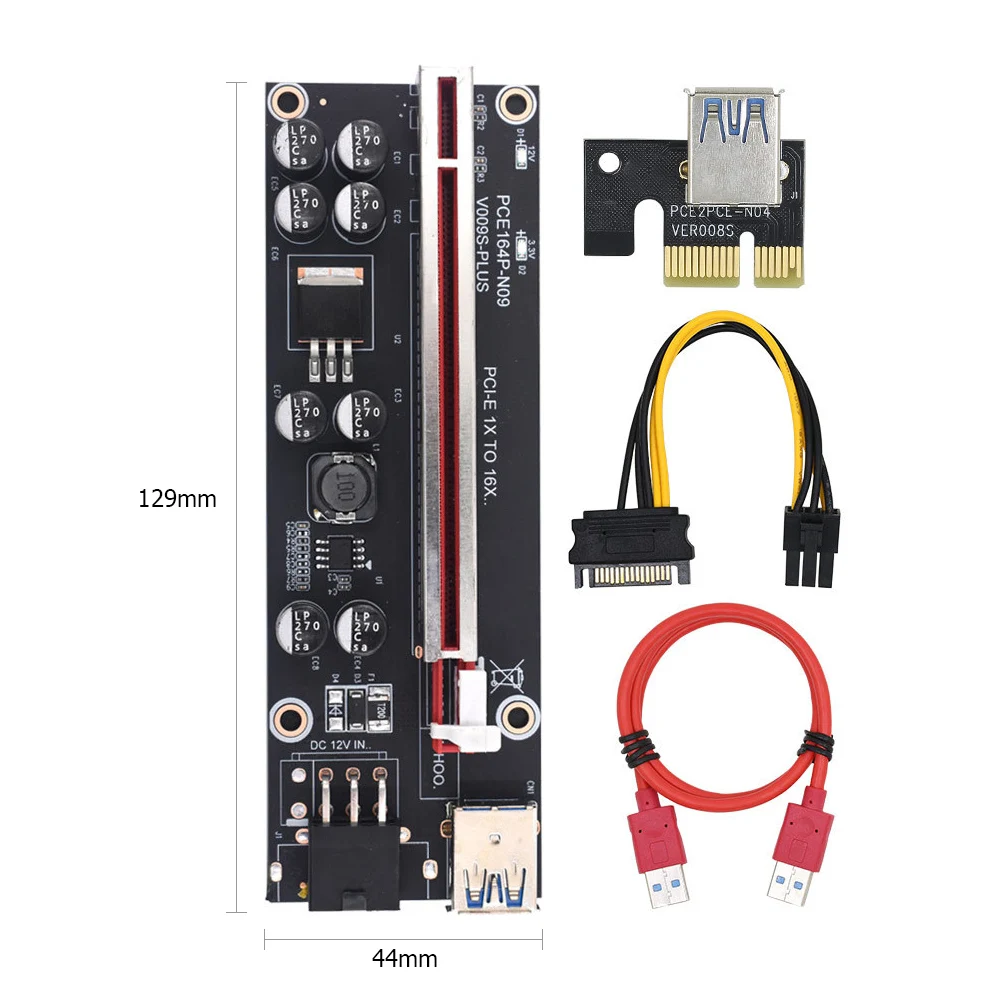 

Райзер-карта VER009S Plus PCI-E, 1X до 16X, USB 3,0