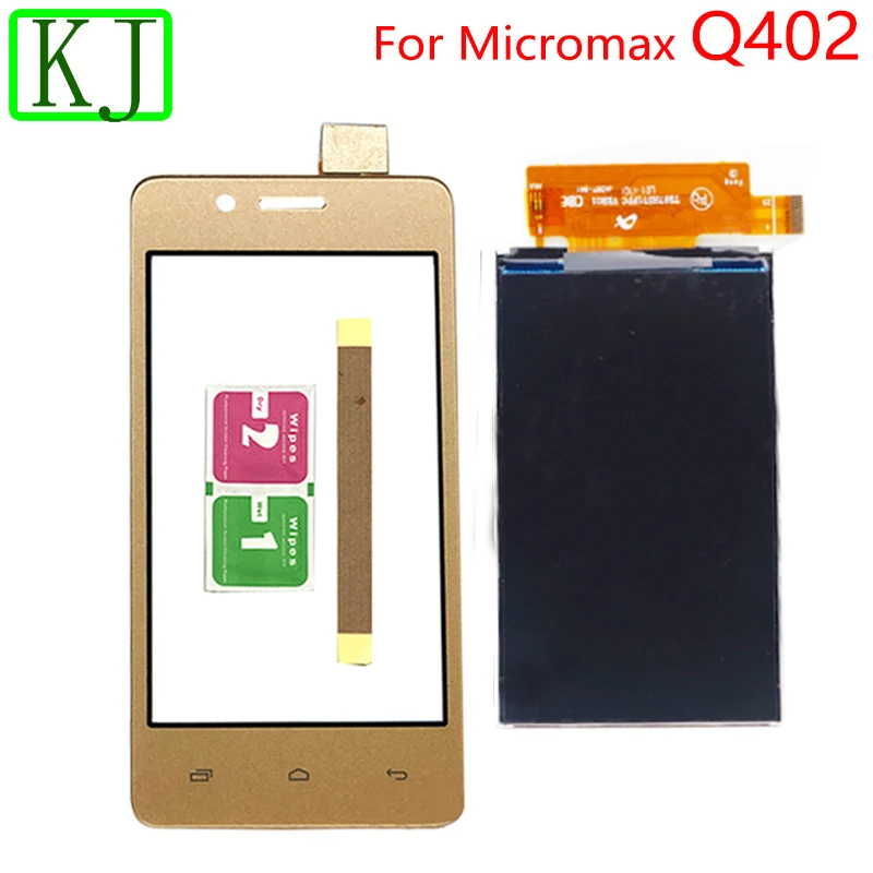 Для Micromax Q402 ЖК-дисплей сенсорный экран Переднее стекло дигитайзер сенсор Черное золото для q402 ЖК сенсорный - Цвет: Gold lcd touch