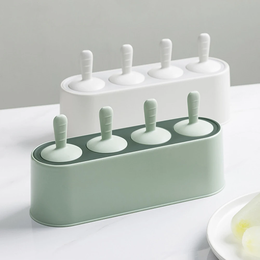 

4slots DIY Homemade Ice Cream Mold Low Temperature Resistance Soft Silicone Dishwasher Safe Kitchen Non Stick Prevent Slipping
