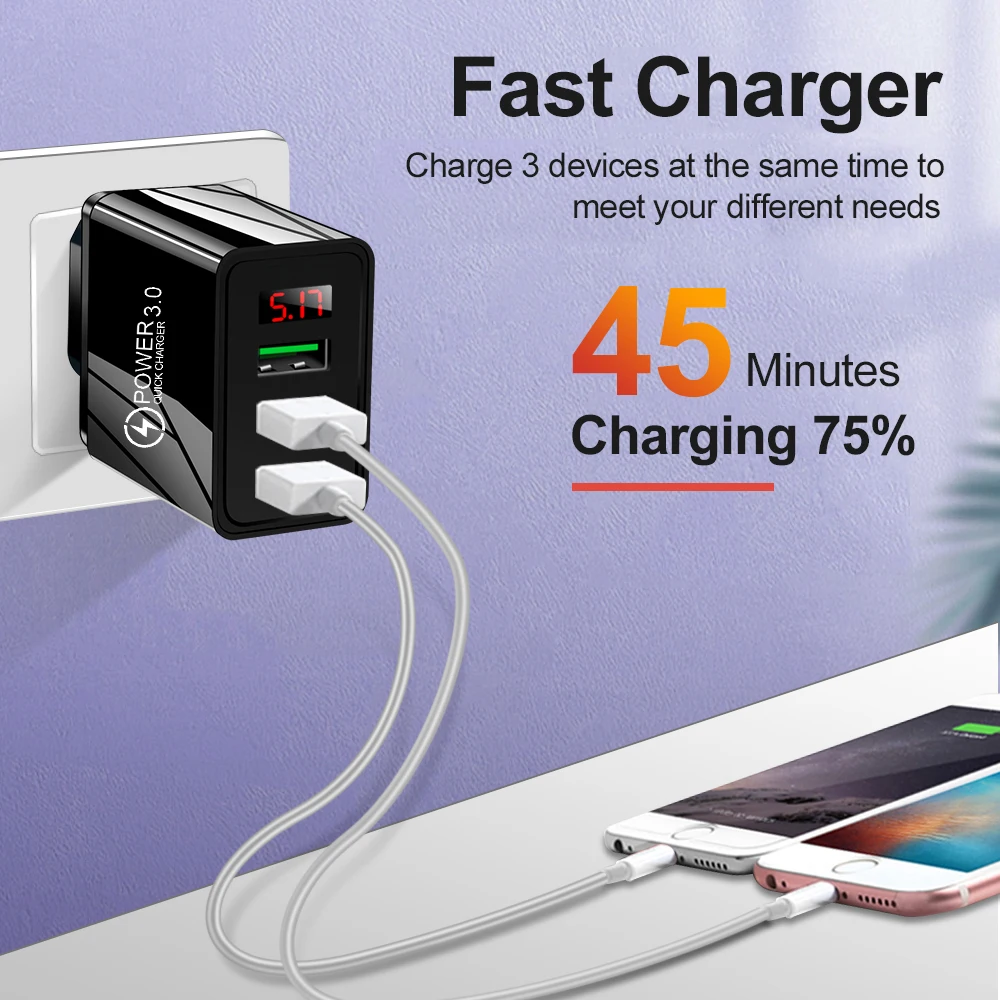 quick charger 3 04 0 usb charger for iphone samsung tablet eu us plug wall mobile phone charger adapter fast charging adapter free global shipping