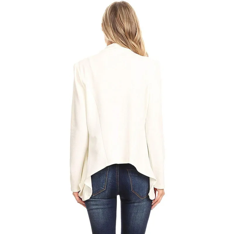 

Women Solid Cardigan Coat Long Sleeve Office Ladies Jackets Ruched Asymmetrical Casual Business Suit Outwear Office Elegant